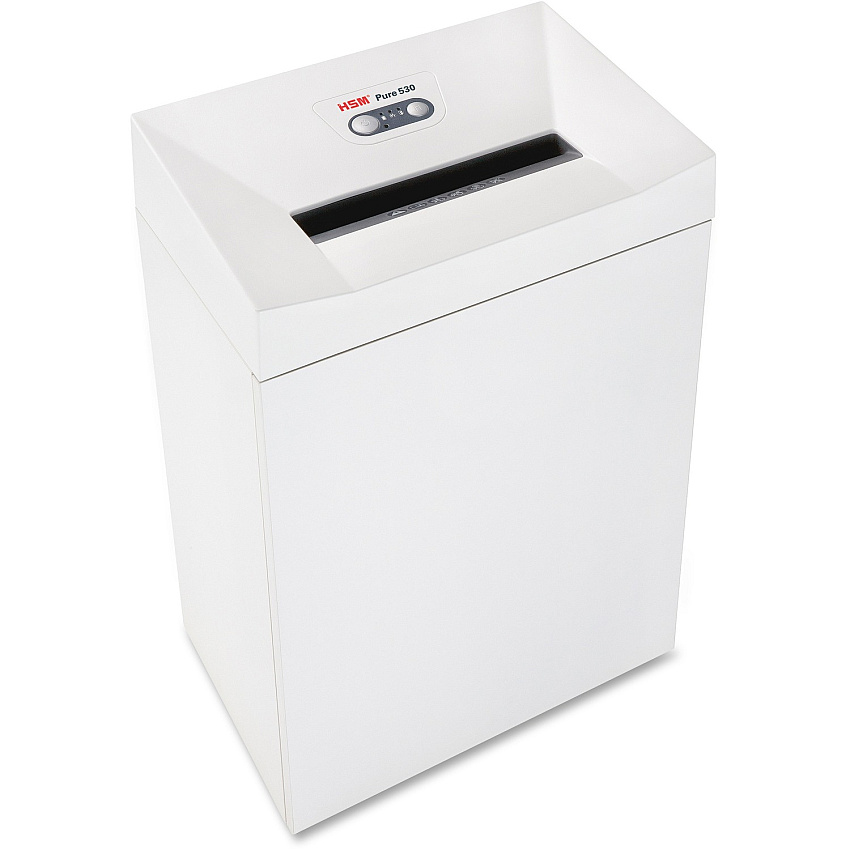 HSM Pure 530 - 3/16" x 1 1/8" Continuous Shredder - Particle Cut - 16 Per Pass - for shredding Staples, Paper, Paper Clip, Credit Card, CD, DVD - 0.188" x 1.125" Shred Size - P-4/O-3/T-4/E-3/F-1 - 11.81" Throat - 21.10 gal Wastebin Capacity - Wh (2353113)