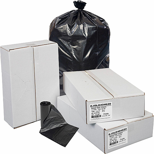 Everyday Genuine Joe Low-Density Can Liners 45 gal Capacity - 46" Length x 40" Width x 1.50 mil (38 Micron) Thickness - Low Density - Black - Resin - Office Waste, Receptacle - Recycled - 100 / Carton (LD404620)
