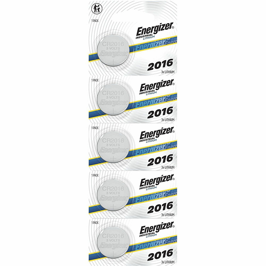 Energizer Industrial 2016 Lithium Batteries, 2016 Energizer Industrial Lithium Batteries, 5 Pack For Digital Thermometer, Glucose Monitor, Laser Pointer, Construction, Facility Maintenance, Medical Center, Office, Classroom, Electronics - Coin  (ECRN2016)