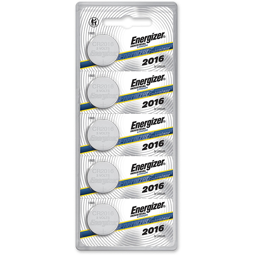 Energizer Industrial 2016 Lithium Battery 5-Packs For Laser Pointer, Glucose Monitor, Digital Thermometer - CR2016 - 100 mAh - 5/Pack - 20 / Box (ECRN2016BX)