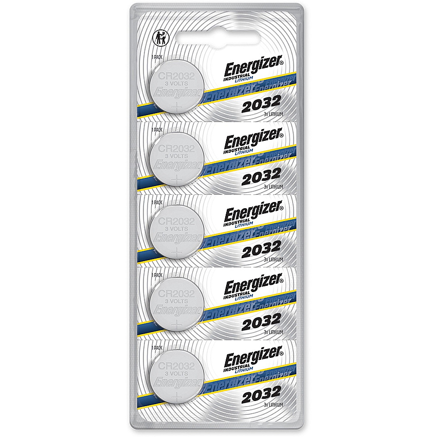Energizer Industrial 2032 Lithium Battery 5-Packs For Glucose Monitor, Laser Pointer, Digital Thermometer - CR2032 - 254 mAh - 5/Pack - 20 / Box (ECRN2032BX)