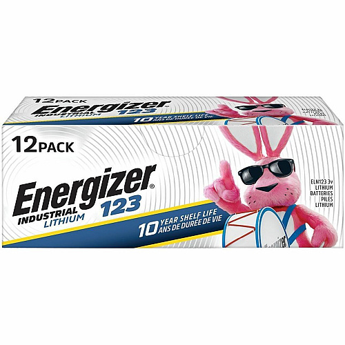Energizer Industrial 123 Lithium Batteries, 123 Energizer Industrial Lithium Batteries, 12 Pack For Motion Sensor, Security Camera, Two-way Radio, Construction, Facility Maintenance, Medical Center, Office, Classroom, Electronics - 12 / Pack (ELN12312)