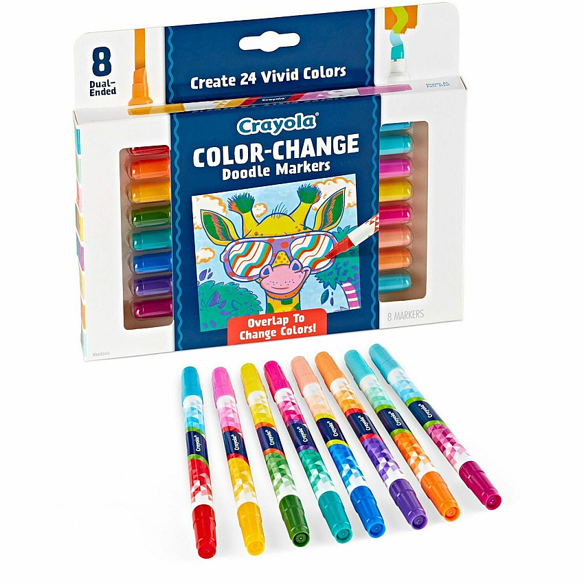 Crayola Color Change Doodle Markers Chisel Marker Point - Multicolor Ink - 8 / Pack (588315)