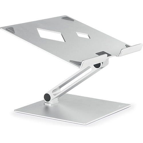 DURABLE RISE Laptop Stand Up to 17" Screen Support - 12.60" Height x 9.06" Width x 11.02" Depth - Desktop, Tabletop - Aluminum - Silver (505023)