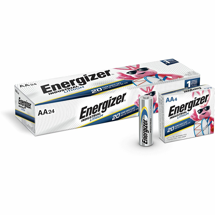 Energizer Industrial AA Lithium Battery 4-Pack For Construction, Facility Maintenance, Medical Center, Office, Classroom - AA - 4/Pack - 6 / Box (LN91BX)