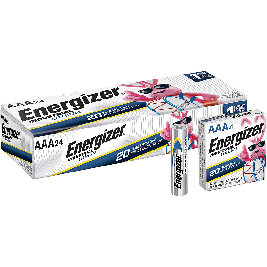 Energizer Industrial AAA Lithium Battery 4-Pack For Construction, Facility Maintenance, Medical Center, Office, Classroom - AAA - 4/Pack - 6 / Box (LN92BX)