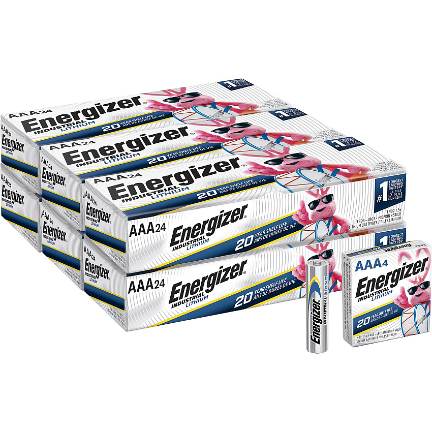 Energizer Industrial AAA Lithium Battery 4-Pack For Construction, Facility Maintenance, Medical Center, Office, Classroom - AAA - 4/Pack - 36 / Carton (LN92CT)