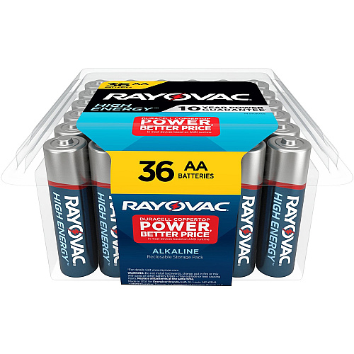 Rayovac High Energy Alkaline AA Batteries For Flashlight, Remote Control, Mouse - AA - 36 / Pack (81536PP)