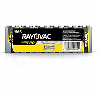Rayovac Ultra Pro Alkaline 9V Batteries, 6 Pack For Flashlight, Wireless Enabled Device - 9V - 6 / Pack (AL9V6)