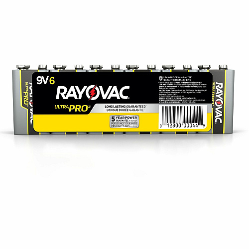 Rayovac Ultra Pro Alkaline 9V Batteries, 6 Pack For Flashlight, Wireless Enabled Device - 9V - 6 / Pack (AL9V6)