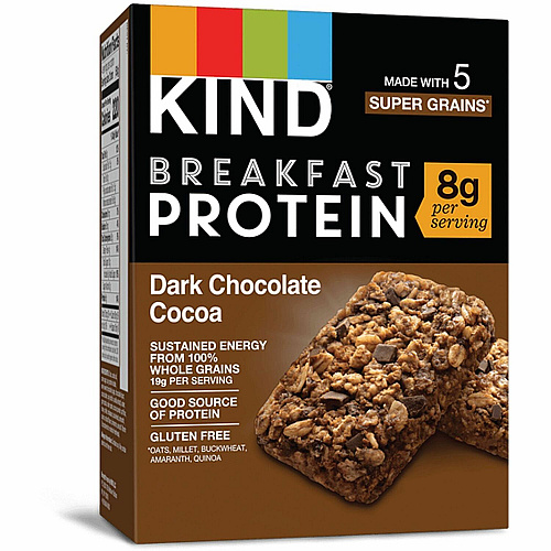 KIND Breakfast Protein Bars Gluten-free, Dairy-free, Low Sodium, Trans Fat Free, Peanut-free - Dark Chocolate Cocoa - 1.76 oz - 6 / Box (41936)
