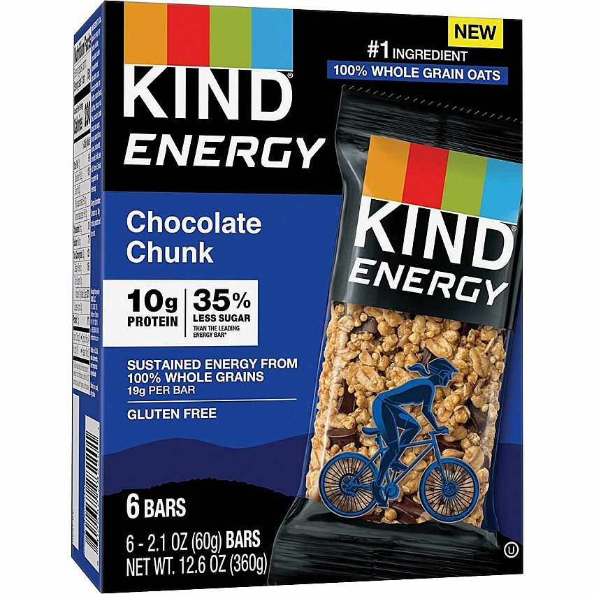 KIND Energy Bars Trans Fat Free, Gluten-free, Individually Wrapped - Chocolate Chunk - 2.10 oz - 6 / Box (28717)