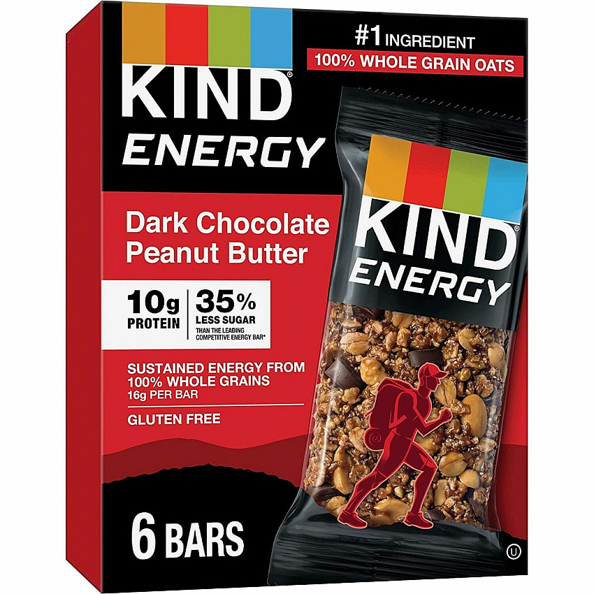 KIND Energy Bars Trans Fat Free, Gluten-free, Individually Wrapped - Dark Chocolate Peanut Butter - 2.10 oz - 6 / Box (28716)