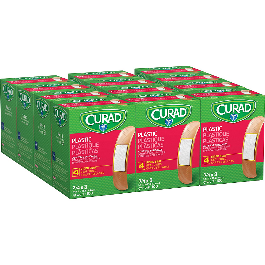 Curad Plastic Adhesive Bandages Tan - Plastic, Polyethylene - 100/Box - 12 / Carton (NON25500CT)