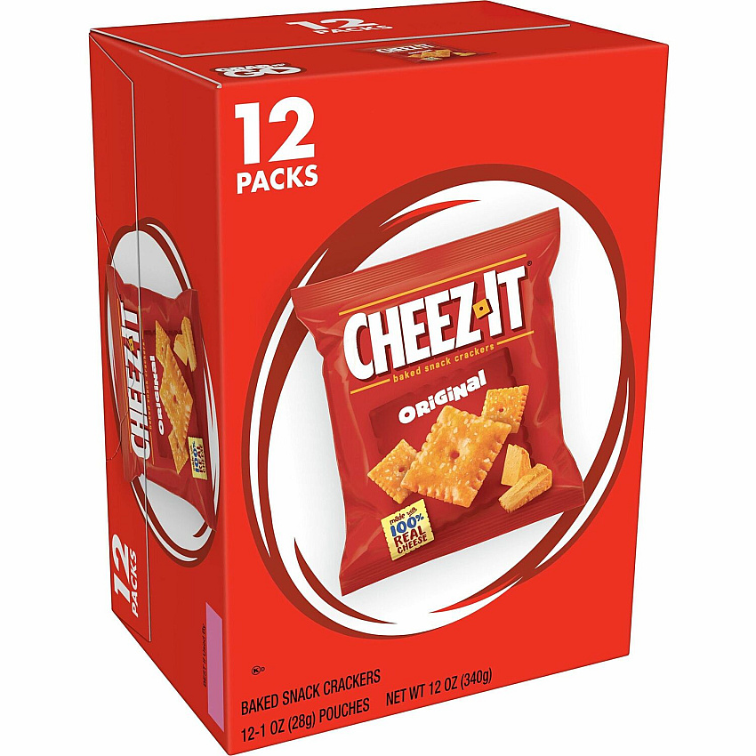 Cheez-It Original Baked Snack Crackers Low Fat, Trans Fat Free - Original - 12 oz - 12 / Box (93996)