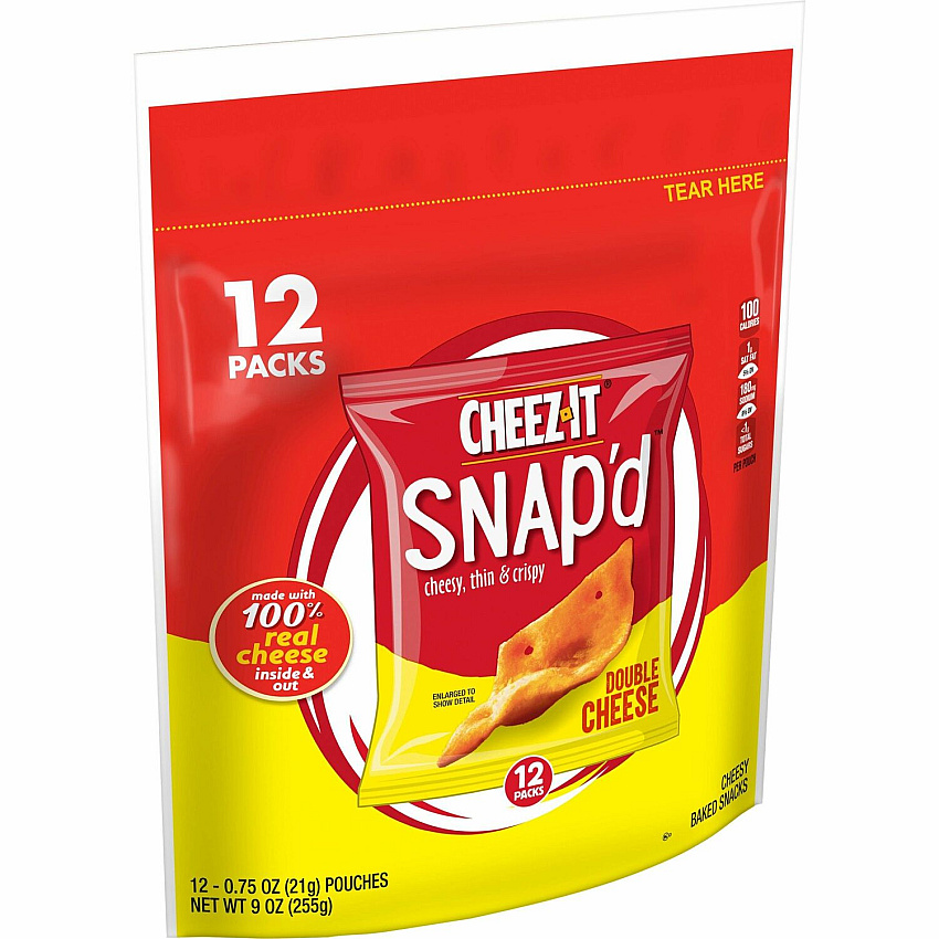 Cheez-It Snap'd Double Cheese Crackers Cheese - 0.75 oz - 12 / Box (11924)