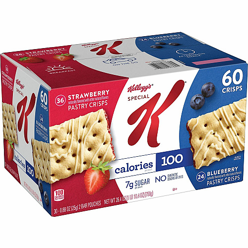 Special K Pastry Crisps Individually Wrapped - Strawberry, Blueberry - 0.88 oz - 60 / Box (27360)