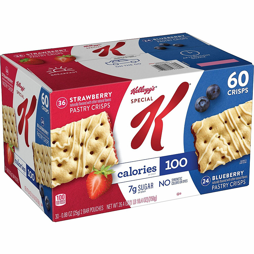 Special K Pastry Crisps Individually Wrapped - Strawberry, Blueberry - 0.88 oz - 60 / Box (27360)