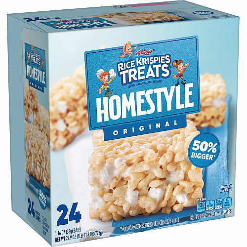 Rice Krispies Homestyle Original Treats Individually Wrapped - Original - 1.74 lb - 24 / Box (27141)
