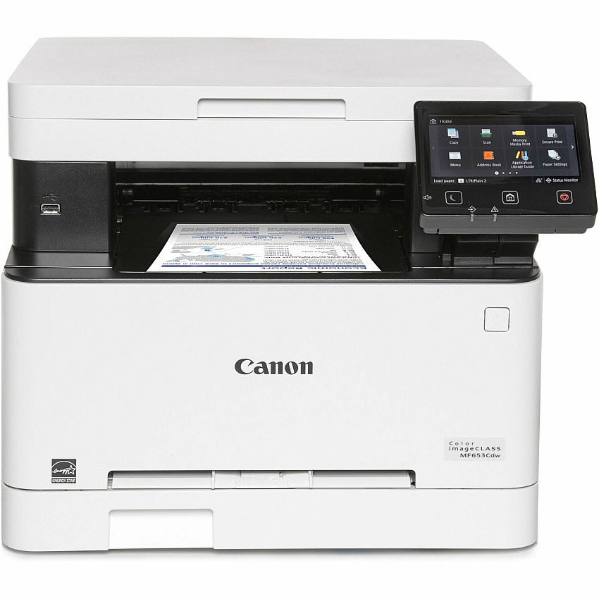 Canon imageCLASS MF653Cdw Wireless Laser Multifunction Printer - Color - White Copier/Printer/Scanner - 22 ppm Mono/22 ppm Color Print - 1200 x 1200 dpi Print - Automatic Duplex Print - Color Flatbed Scanner - 600 x 600 dpi Optical Scan - Gigab (5158C007)