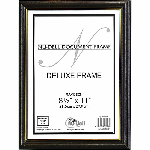 nudell Document Frame 8.50" x 11" Frame Size - Vertical, Horizontal - Unbreakable, Hanger - Plastic, Wood - Wood Grain, Black - 1 Each (17081)