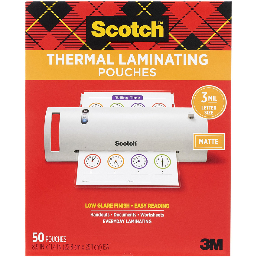 Scotch Laminating Pouch Laminating Pouch/Sheet Size: 8.90" Width x 11.40" Length x 3 mil Thickness - for Laminator, Document, Award, Sign, Calendar, Certificate, Artwork, Schedule - Double Sided - Clear - 50 / Pack (TP385450M)
