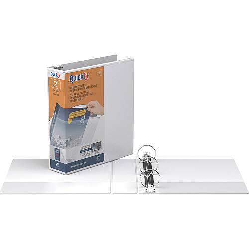 QuickFit Round Ring Unique Binder 2" Binder Capacity - Letter - 8 1/2" x 11" Sheet Size - 400 Sheet Capacity - Fastener(s): Round Ring - Pocket(s): 2, Internal - Vinyl - White - Recycled - Print-transfer Resistant, Exposed Rivet, PVC-free - 1 Eac (871300)