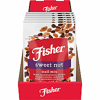 Fisher Sweet Nut Mix Resealable Bag - Honey Roasted Peanut, Raisin, Walnut, Cashew, Dried Cranberries - 1 Serving Bag - 4 oz - 6 / Carton (P27169)