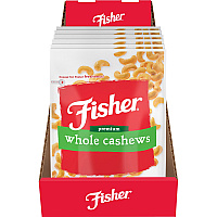 Fisher Premium Whole Cashews No Artificial Color, No Artificial Flavor - Sea Salt - 1 Serving Bag - 5 oz - 6 / Carton (P27299)