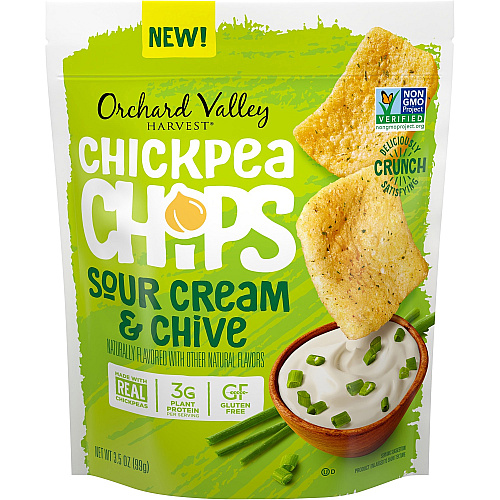 Orchard Valley Harvest Sour Cream and Chive Chickpea Chips Gluten-free, Individually Wrapped - Sour Cream & Onion - 1 Serving Bag - 3.50 oz - 6 / Carton (V14027)