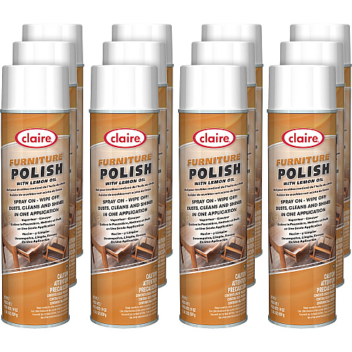 Claire Multi-Surface Furniture Polish 19 oz (1.19 lb) - Fresh Lemon Scent - Dust-free, Pleasant Scent, Easy to Use - Brown - 12 / Carton (CL811CT)