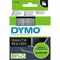 Dymo D1 Self Adhesive Tape Cassette 15/32" Width - Rectangle - Thermal Transfer - Glossy - Transparent, White - 1 Each (S0720600)