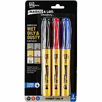 Avery UltraDuty Markers, Chisel Tip, 3 Assorted Markers 5 mm Bold Chisel, Narrow Narrow Bullet Marker Point - Black, Red, Blue Ink - Polyester Tip - 3 / Pack (29864)