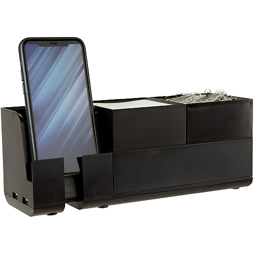 Bostitch Konnect Stackable Desk Organizer Desktop - Stackable, Durable, Cable Management, Rubber Feet, Non-slip Feet - Black - 1 Each (KT2BASEKIT2B)