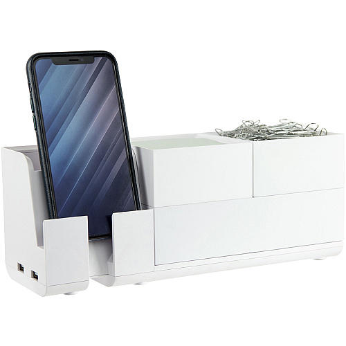 Bostitch Konnect Stackable Desk Organizer Desktop - Stackable, Durable, Cable Management, Rubber Feet, Non-slip Feet - White - 1 Each (KT2BASEKIT2W)