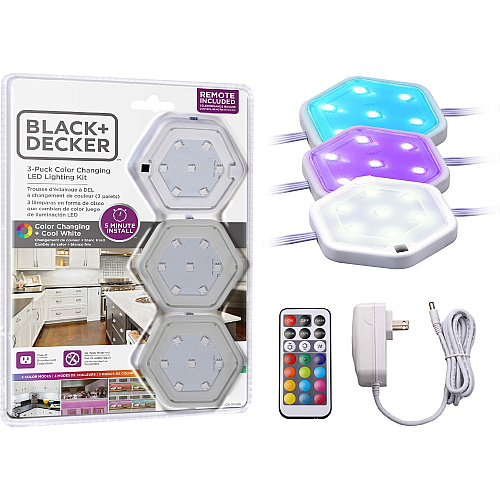 Black & Decker Color-Changing LED Puck Light Kit White - 1 Each (LEDUCPUCK3RG)