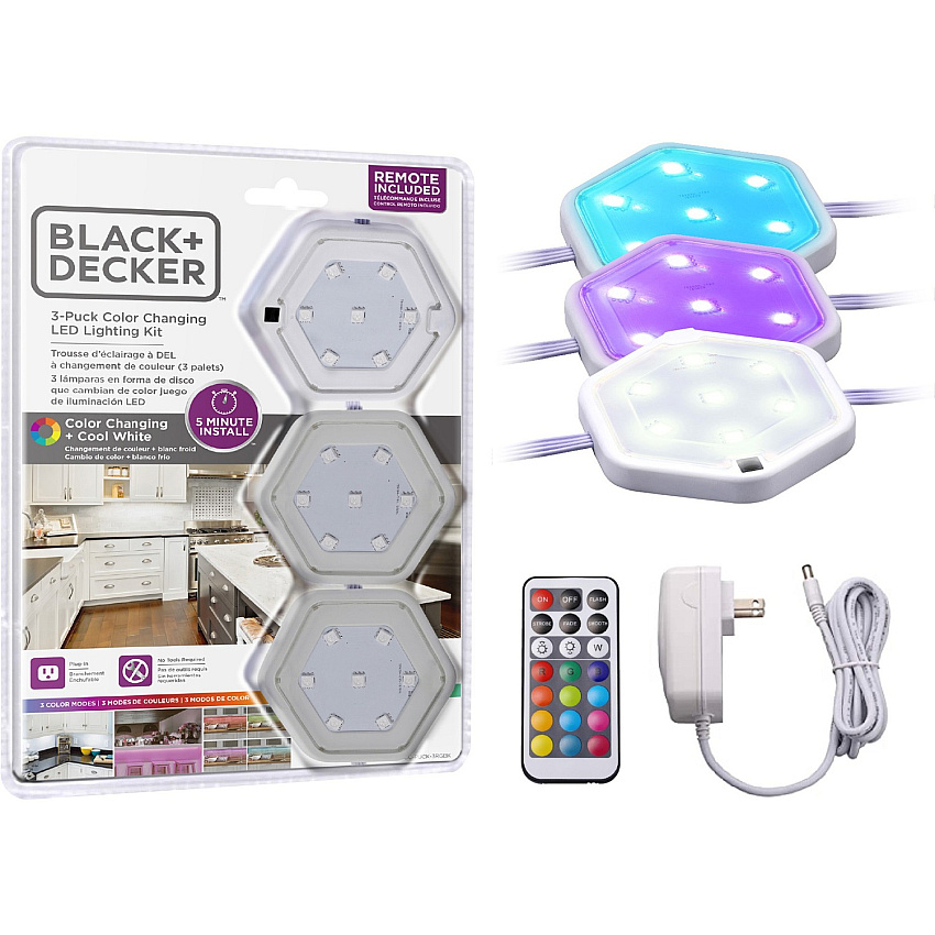 Black & Decker Color-Changing LED Puck Light Kit White - 1 Each (LEDUCPUCK3RG)