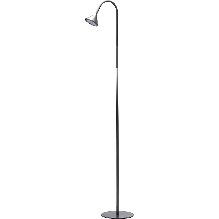 Bostitch Minimalist Floor Lamp 58" Height - LED Bulb - Adjustable, Flicker-free, Glare-free Light, Adjustable Neck - Floor-mountable - Gray - for Reading, Crafting, Home, Office - 1 Each (VLED1812FGBD)