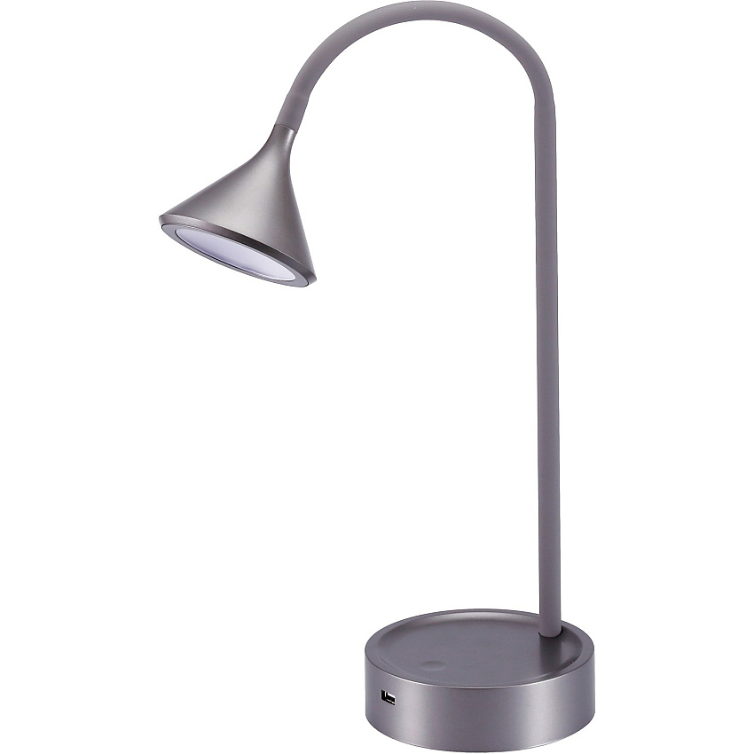 Bostitch LED Gooseneck Lamp 5 W LED Bulb - Gooseneck, USB Charging, Adjustable Brightness, Dimmable, Flicker-free, Glare-free Light - Desk Mountable - Gray - for Desk - 1 Each (VLED1812GBD)