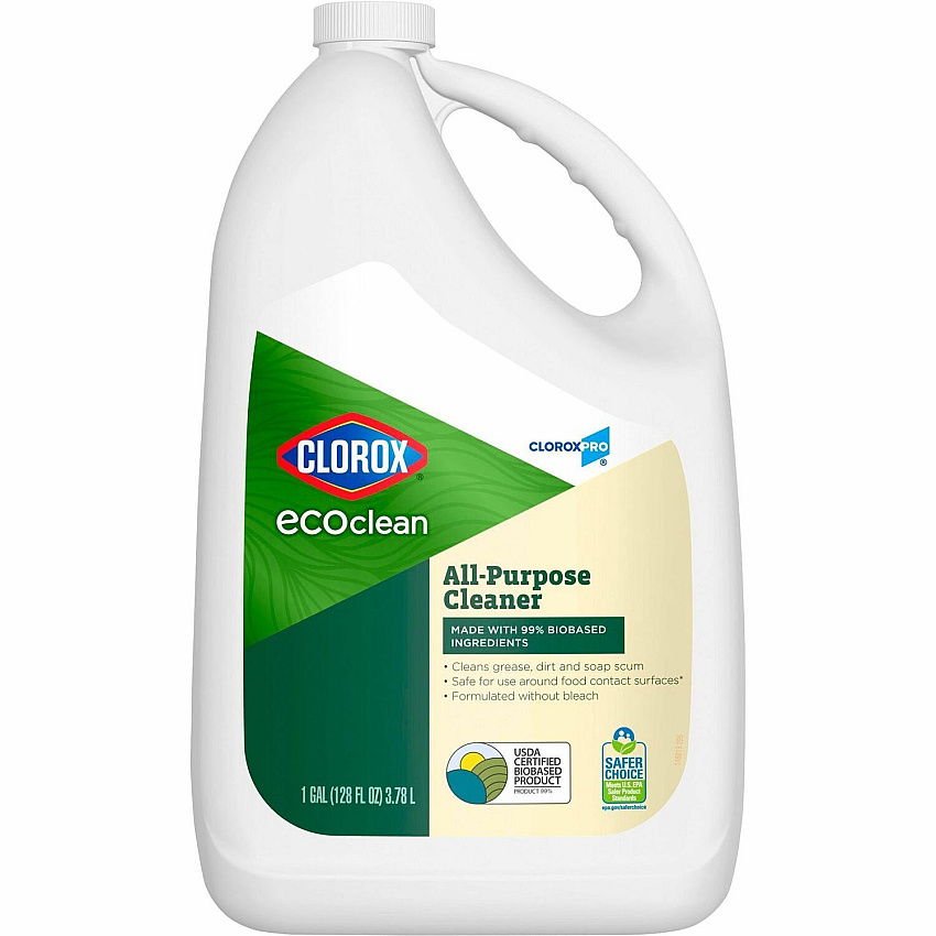 CloroxPro&trade; EcoClean All-Purpose Cleaner Refill 128 fl oz (4 quart) - Bio-based, Paraben-free, Dye-free, Phthalate-free, Chemical-free, Fume-free, Residue-free, Refillable - Green, White - 1 Each (60278)