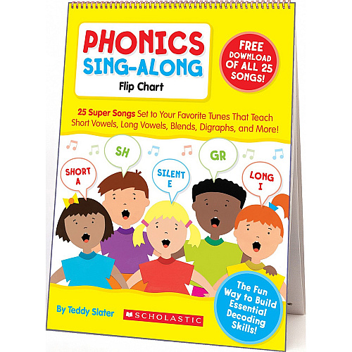 Scholastic K-2 Phonics Sing-Along Flip Chart Theme/Subject: Fun - Skill Learning: Long Vowels, Short Vowels, Silent e, Bossy R, Blend, Diagraph, Songs - 5-7 Year - 1 Each (0545104351)