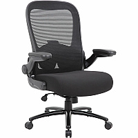 Boss Heavy Duty Flip Arm Mesh Chair Black Seat Color - Fabric, High Density Foam (HDF) Seat Material - Black Back Color - Mesh Back Material - Black Frame Color - 5-star Base - Armrest - 1 Each (B601BK)