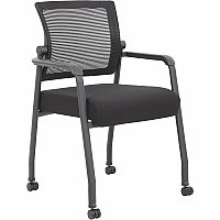 Boss Mesh 4-Legged Guest Chair Black Seat Color - Fabric Seat Material - Black Back Color - Mesh Back Material - Black Frame Color - Tubular Steel Frame Material - Four-legged Base - Armrest - 1 Each (B6889RBK)