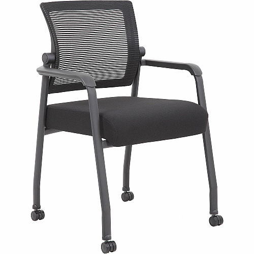 Boss Mesh 4-Legged Guest Chair Black Seat Color - Fabric Seat Material - Black Back Color - Mesh Back Material - Black Frame Color - Tubular Steel Frame Material - Four-legged Base - Armrest - 1 Each (B6889RBK)