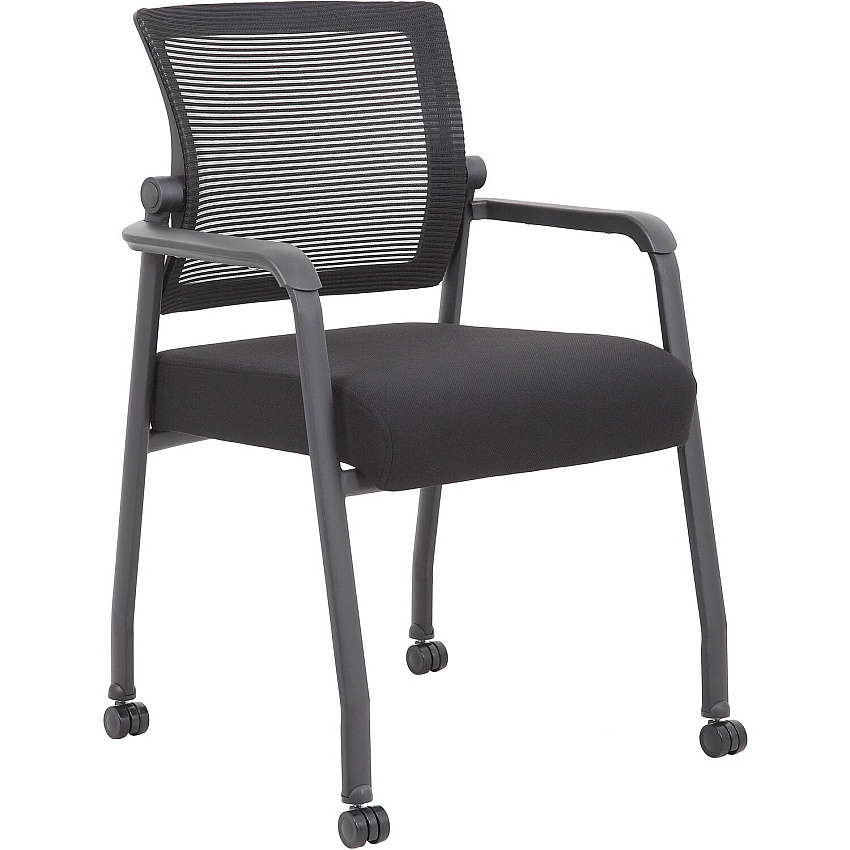 Boss Mesh 4-Legged Guest Chair Black Seat Color - Fabric Seat Material - Black Back Color - Mesh Back Material - Black Frame Color - Tubular Steel Frame Material - Four-legged Base - Armrest - 1 Each (B6889RBK)