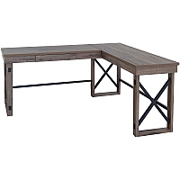 LYS L-Shaped Industrial Desk L-shaped Top - 200 lb Capacity - 52.13" Table Top Width x 19.75" Table Top Depth - 29.50" Height - Assembly Required - Aged Oak - Medium Density Fiberboard (MDF) - 1 Each (DK100LRGK)