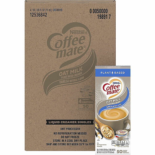 Coffee-mate Coffee mate Oat Milk Vanilla Liquid Creamer Singles Vanilla Flavor - 50/Box - 4 / Carton (19891CT)