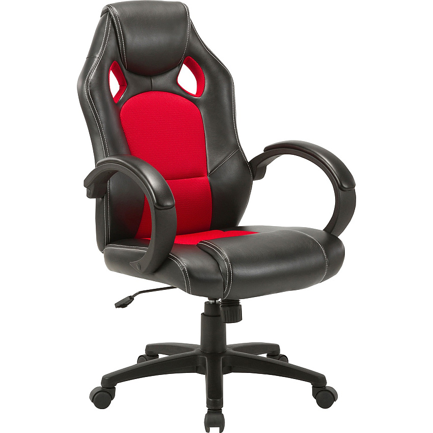 LYS High-back Gaming Chair For Gaming - Polyurethane, Mesh, Nylon - Red, Black (CH700PARD)