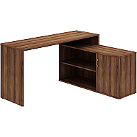 LYS L-Shape Workstation with Cabinet Laminated L-shaped Top - 200 lb Capacity - 29.50" Height x 60" Width x 47.25" Depth - Assembly Required - Walnut - Particleboard - 1 Each (DK103RRWT)