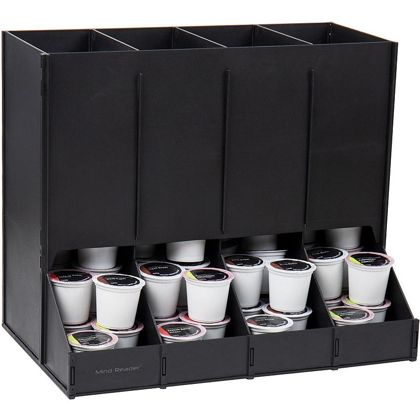 Mind Reader Abundant Compact Coffee Pod Dispenser 4 Compartment(s) - Compact, Heavy Duty, Easy to Clean - Black - Plastic - 1 Each (CPODBK)